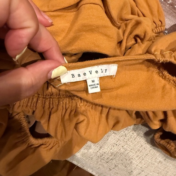 Elegant Puff Sleeve Blouse or mini dress  in Warm Ochre - Picture 2 of 8